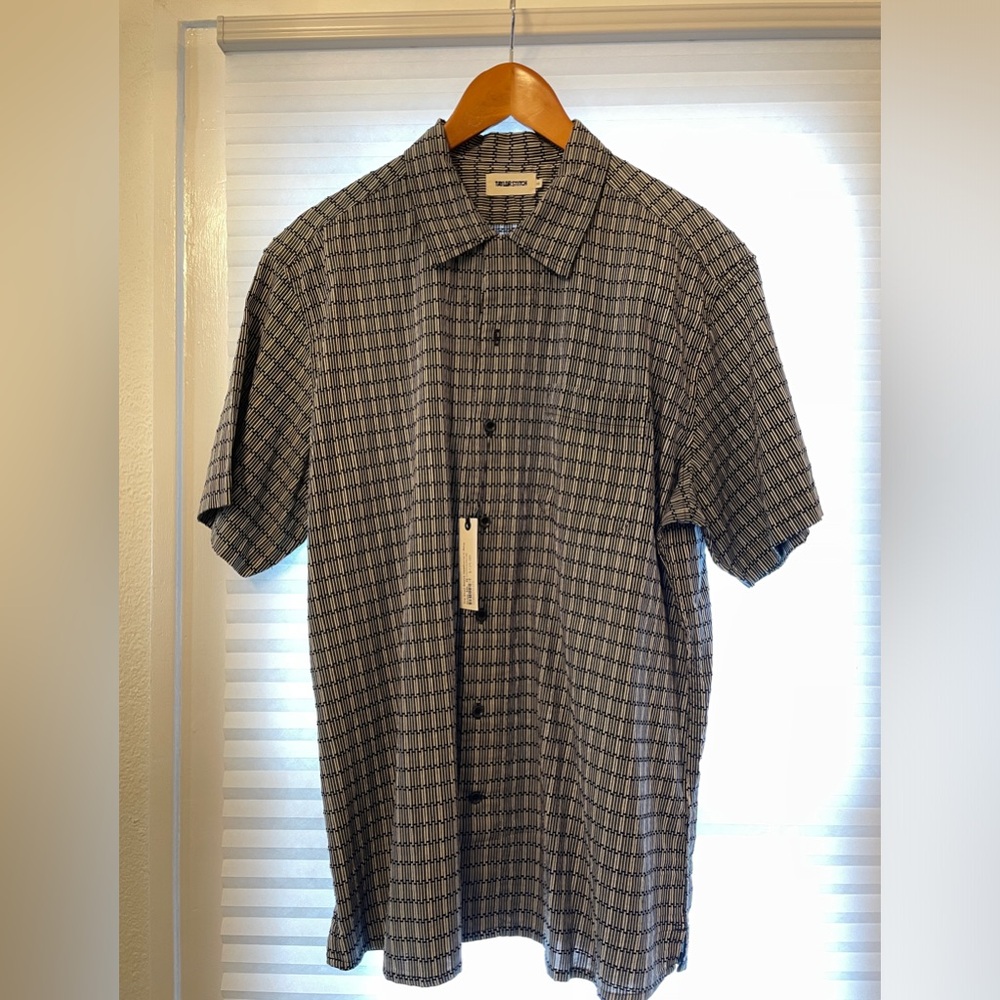 Taylor Stitch The Short Sleeve Hawthorne in Navy Stripe XXL 46